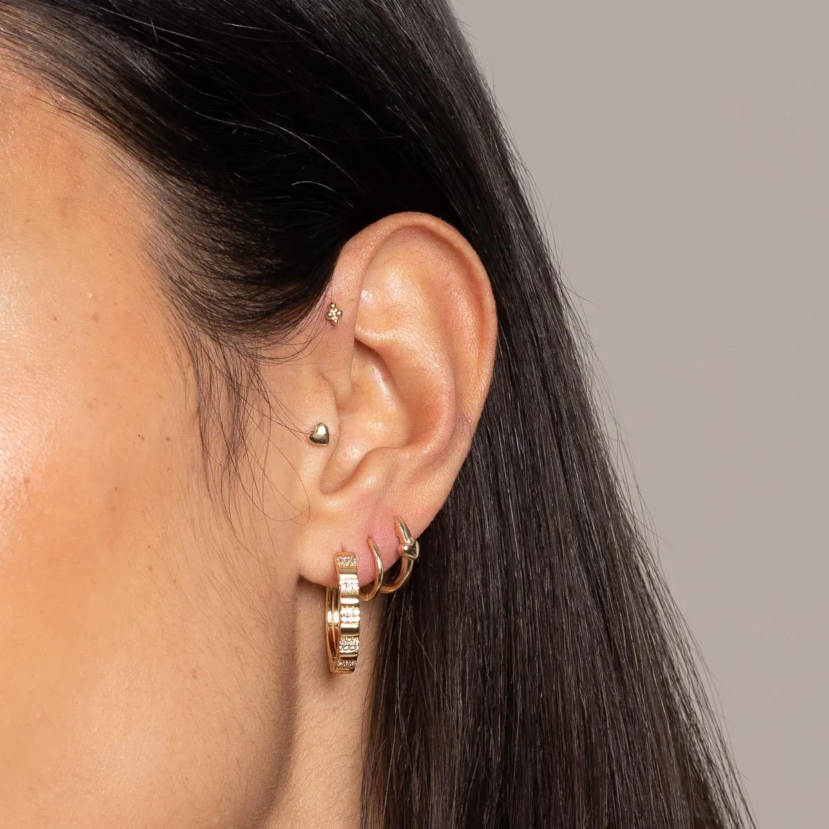 Pleated Crystal Hoops in Gold