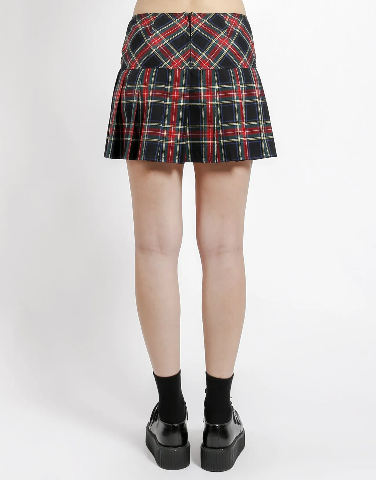 PLEATED SKIRT BLACK PLAID