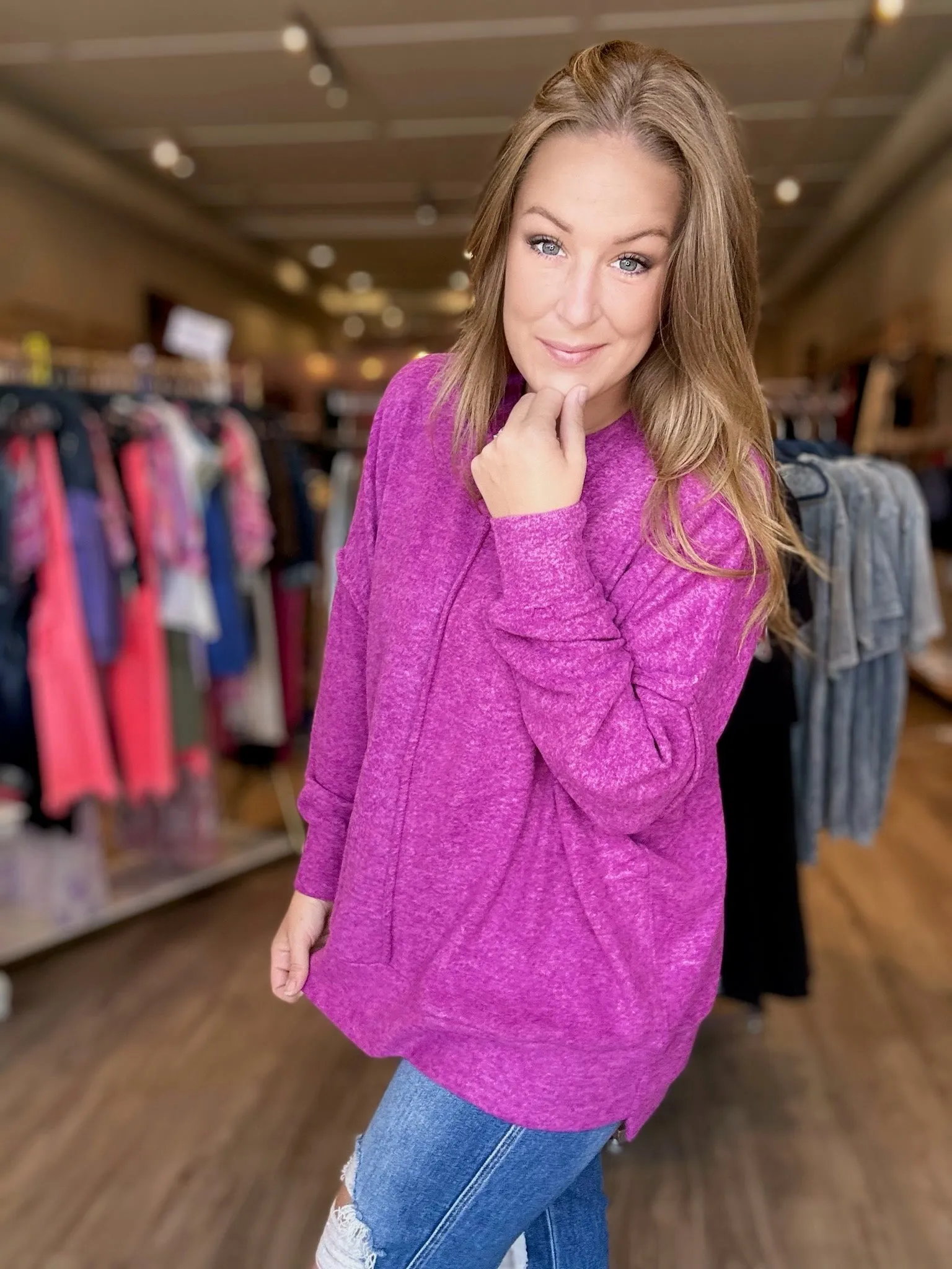 Plum Melange Oversized Sweater