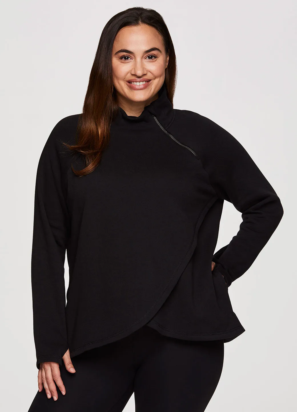 Plus Prime Ready To Roll Fleece Zip Mock Neck Pullover