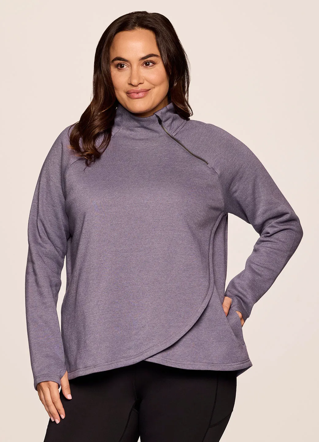 Plus Prime Ready To Roll Fleece Zip Mock Neck Pullover