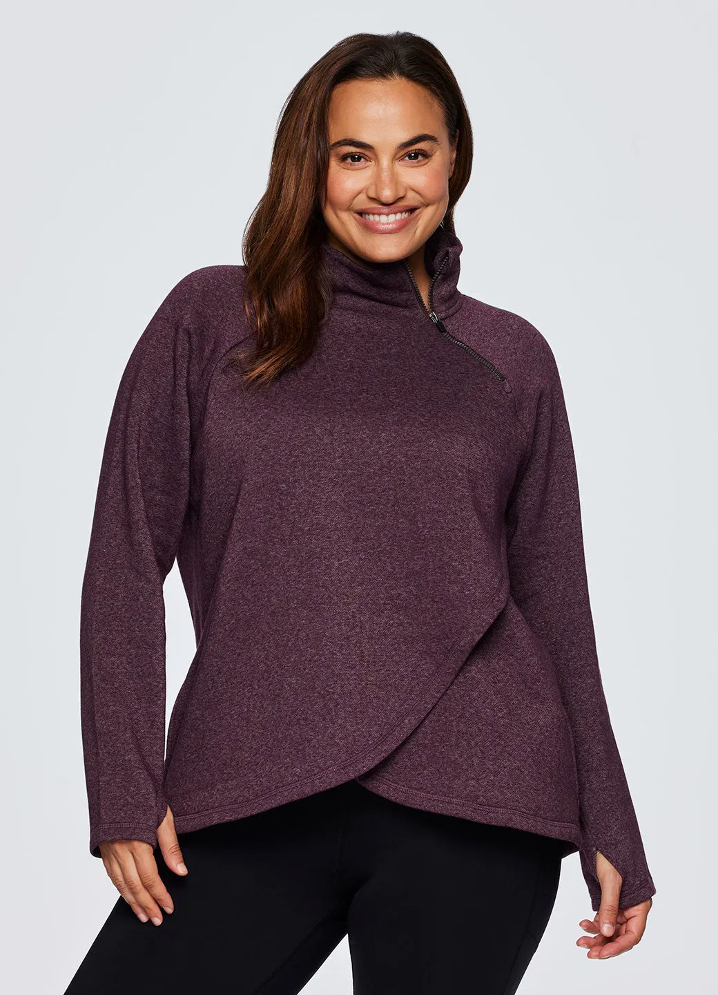 Plus Prime Ready To Roll Fleece Zip Mock Neck Pullover