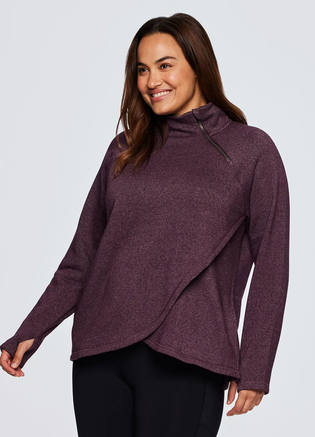 Plus Prime Ready To Roll Fleece Zip Mock Neck Pullover