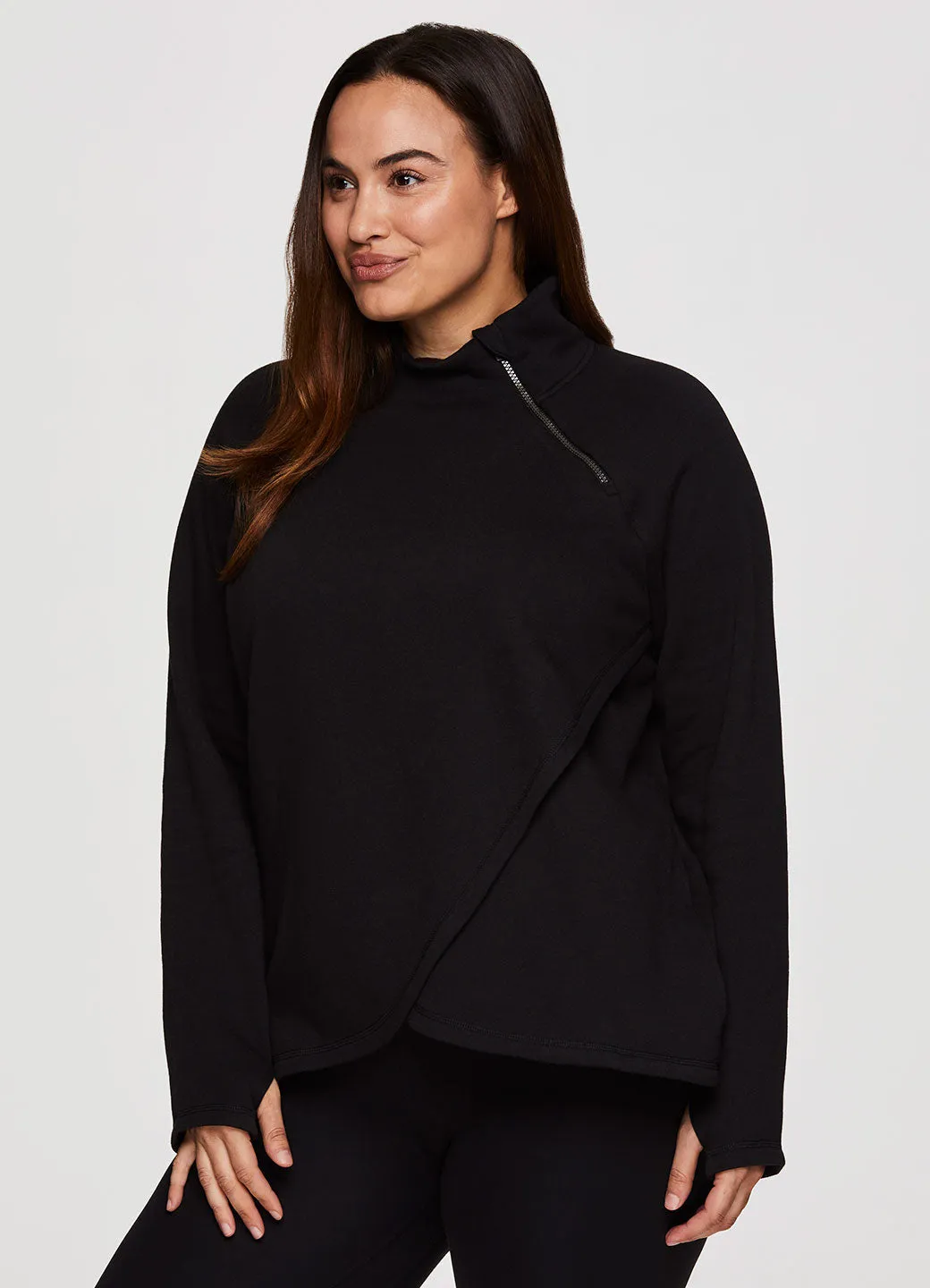 Plus Prime Ready To Roll Fleece Zip Mock Neck Pullover