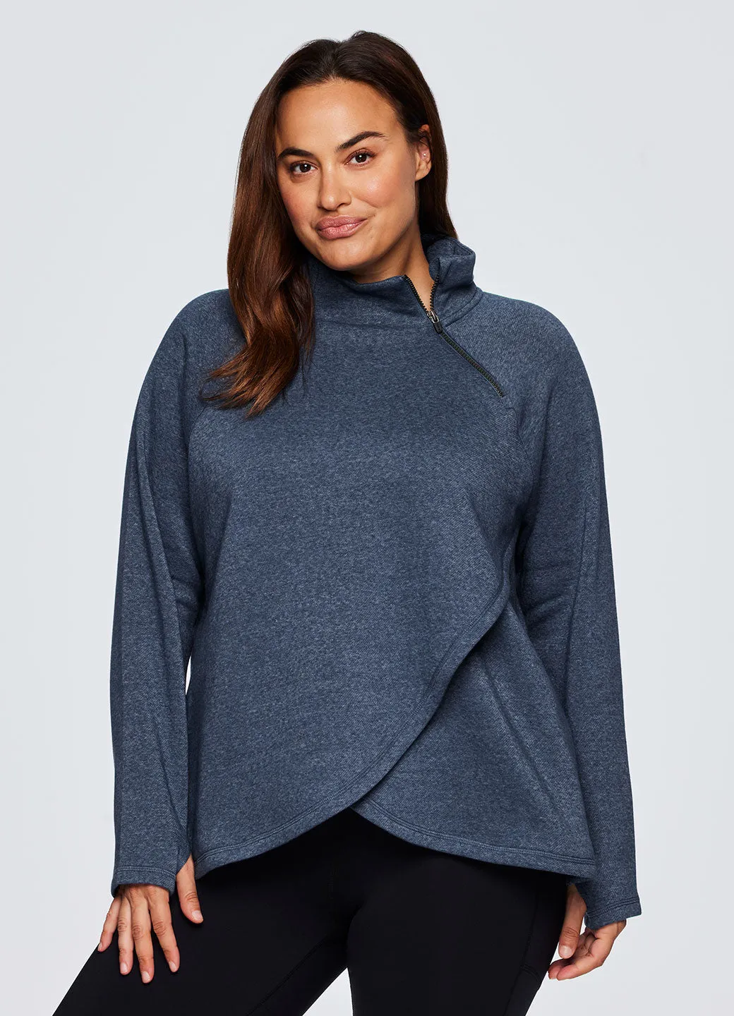 Plus Prime Ready To Roll Fleece Zip Mock Neck Pullover