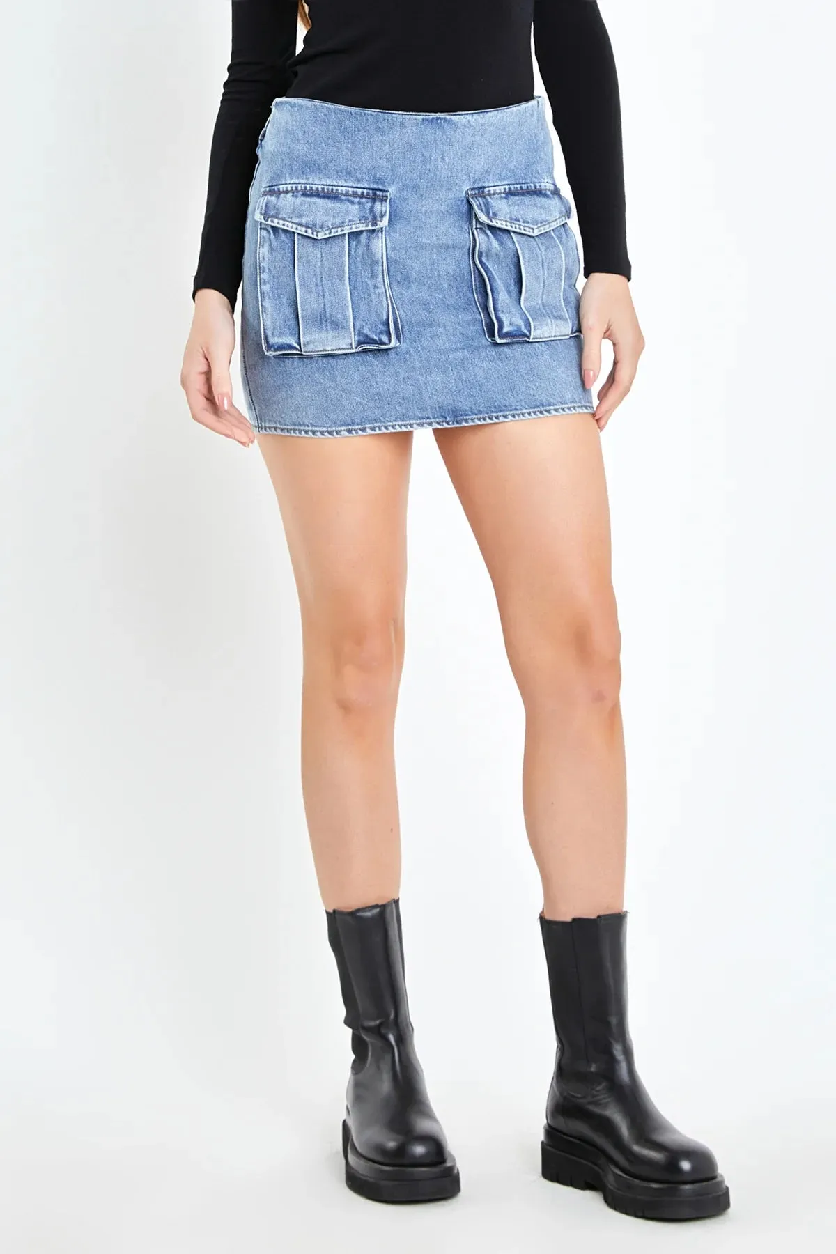 Pocket Denim Mini Skirt