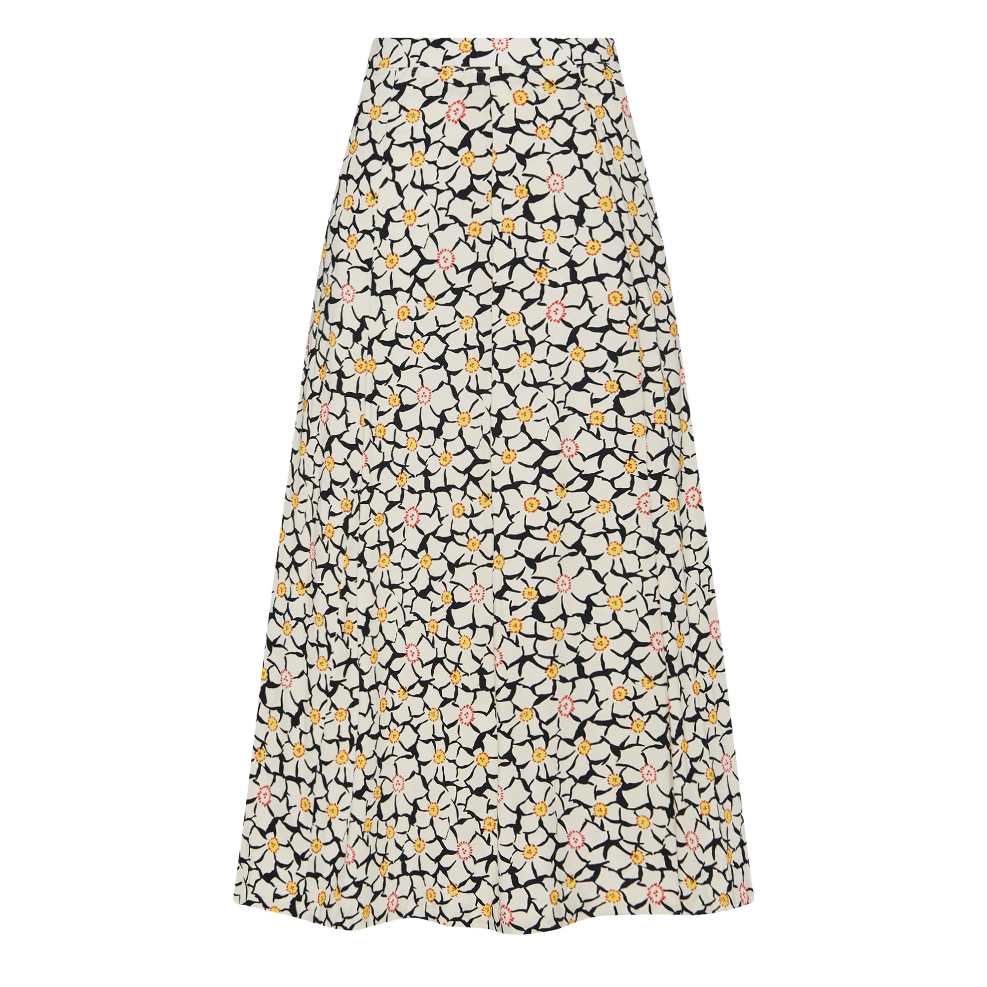 PULL-ON PLEATED MAXI SKIRT - GEOMETRIC FLORAL