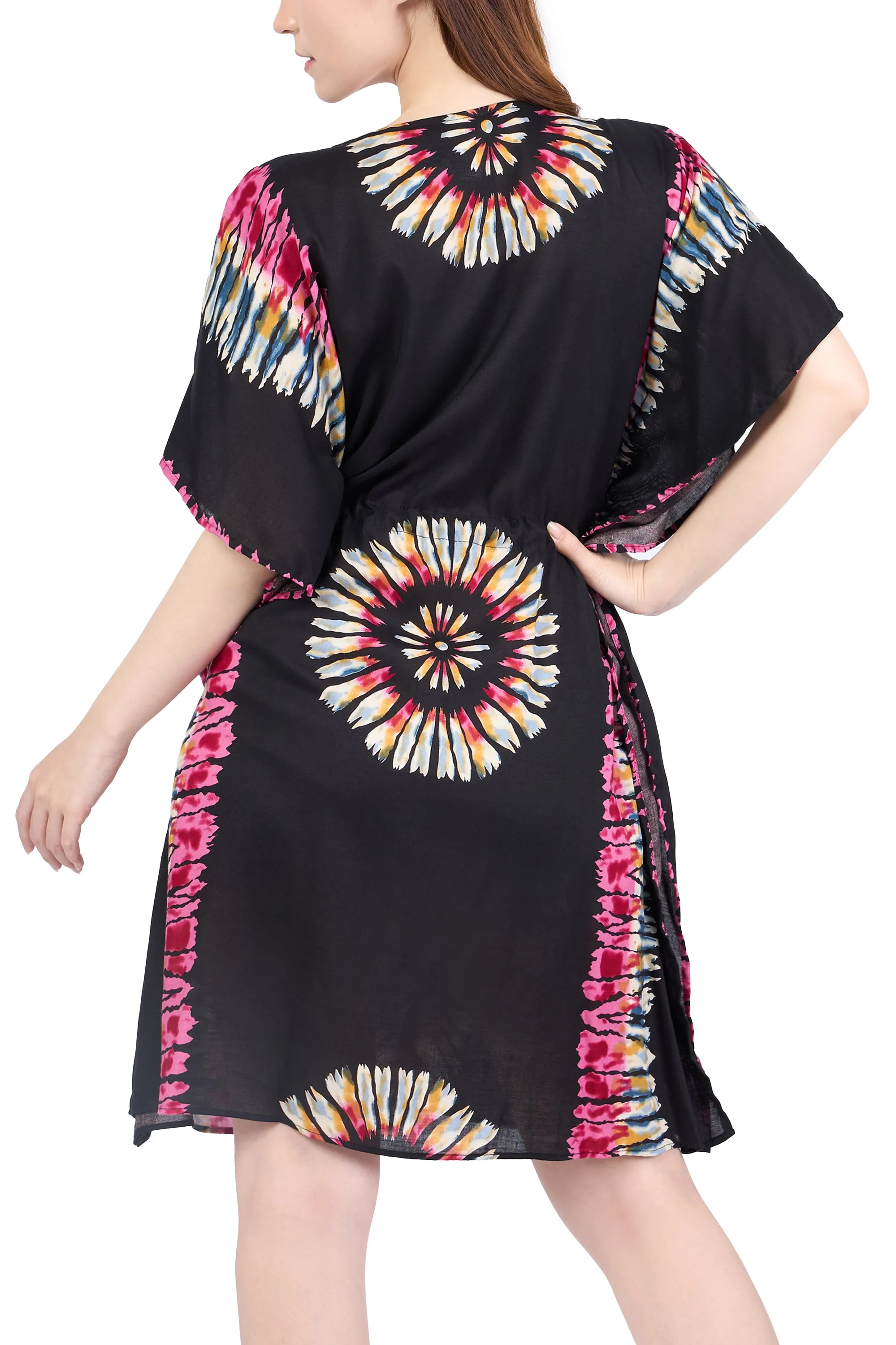 Rayon Boho Tops for Women One Size - Kimono - Black