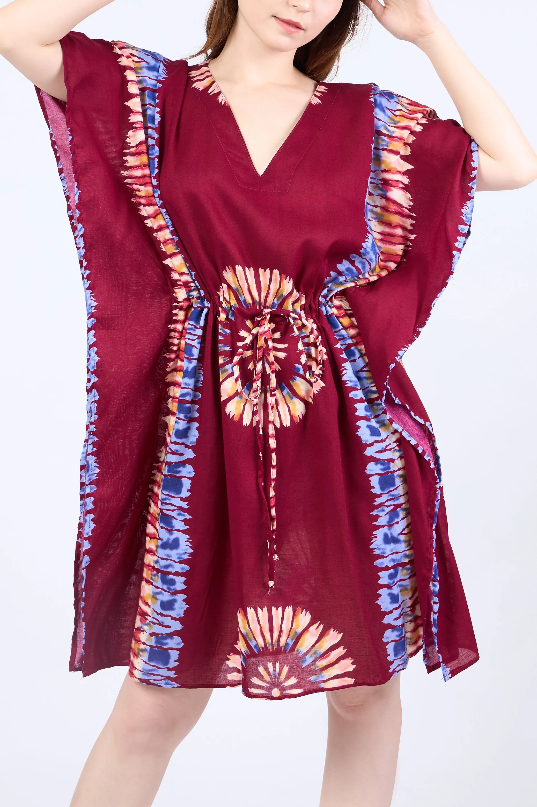 Rayon Boho Tops for Women One Size - Kimono - Burgundy