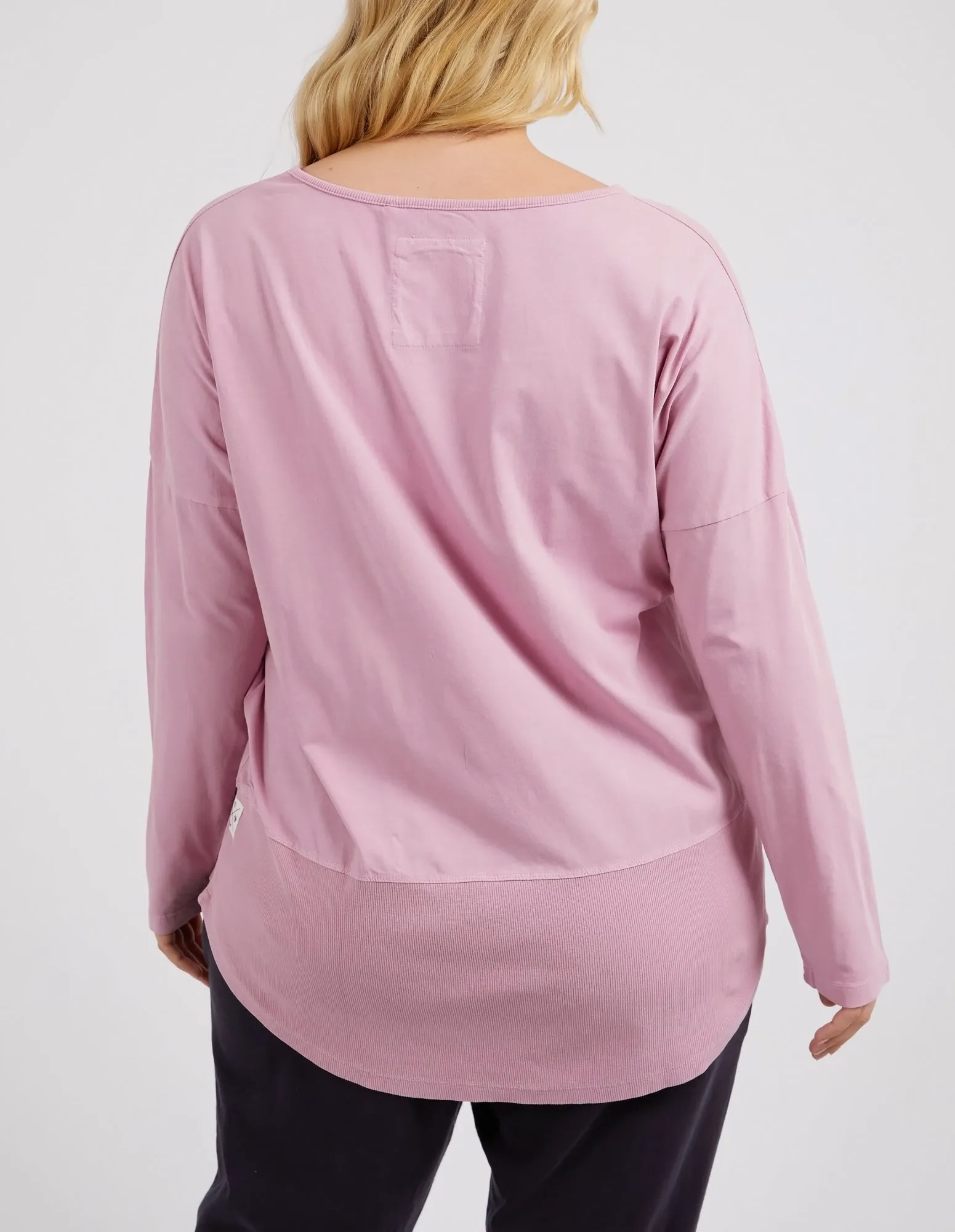 Rib Long Sleeve Tee - Peony Pink