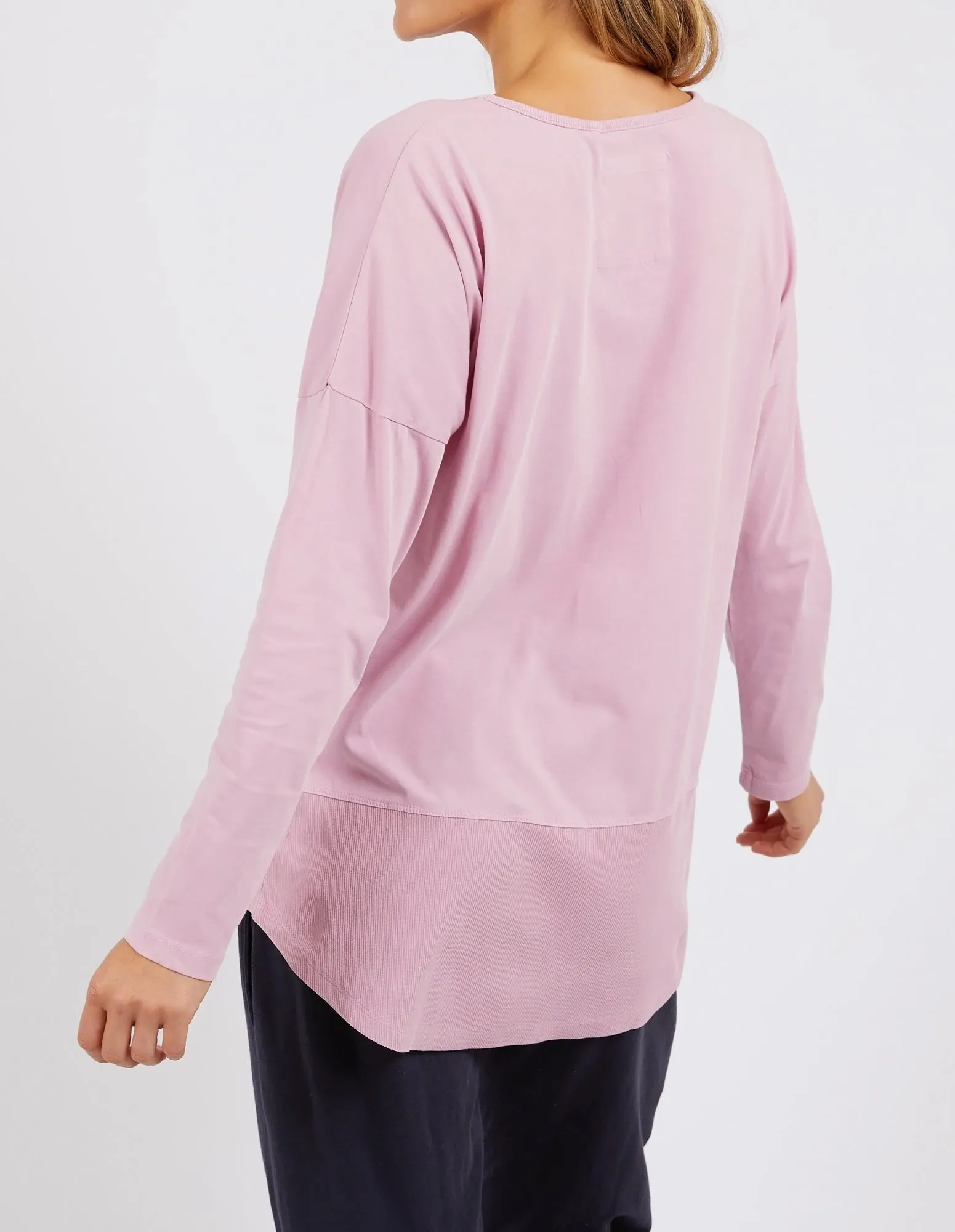 Rib Long Sleeve Tee - Peony Pink