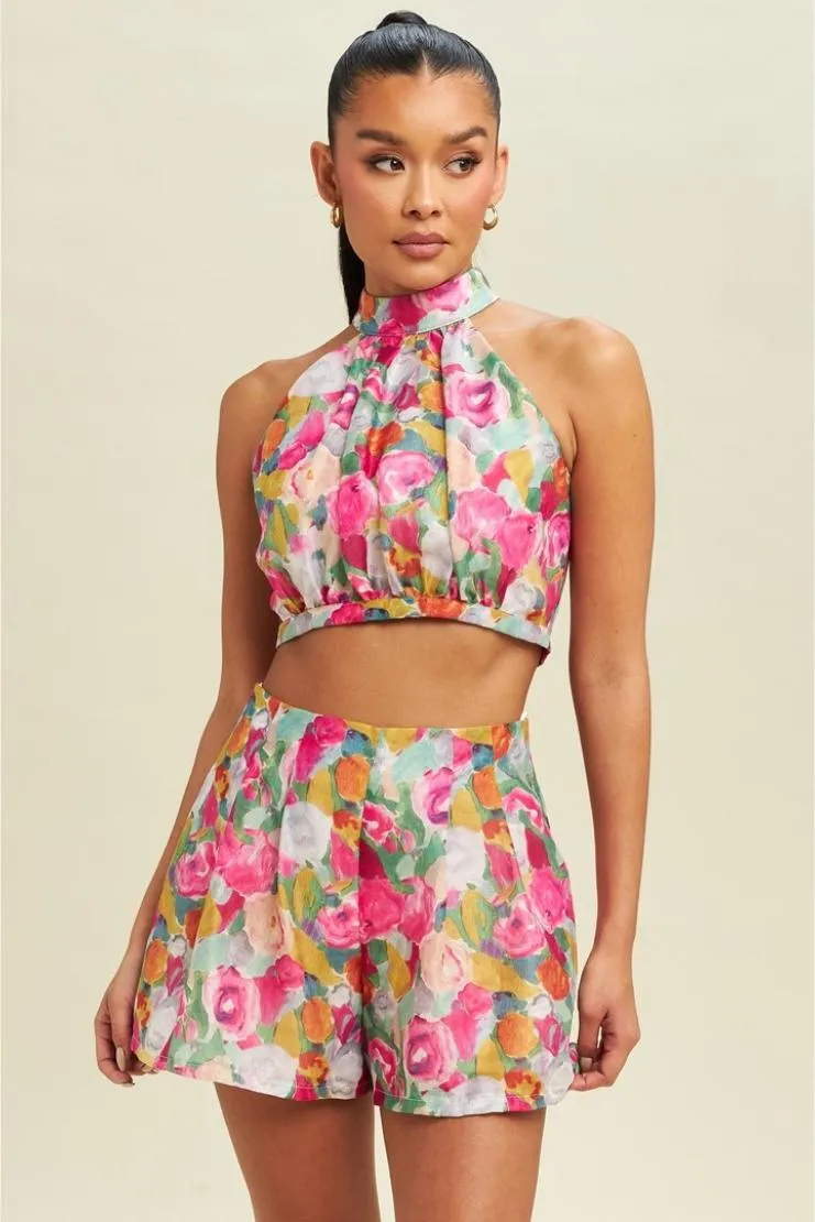 Rosa Roses Halter Top & Shorts Set (Sold Separately)