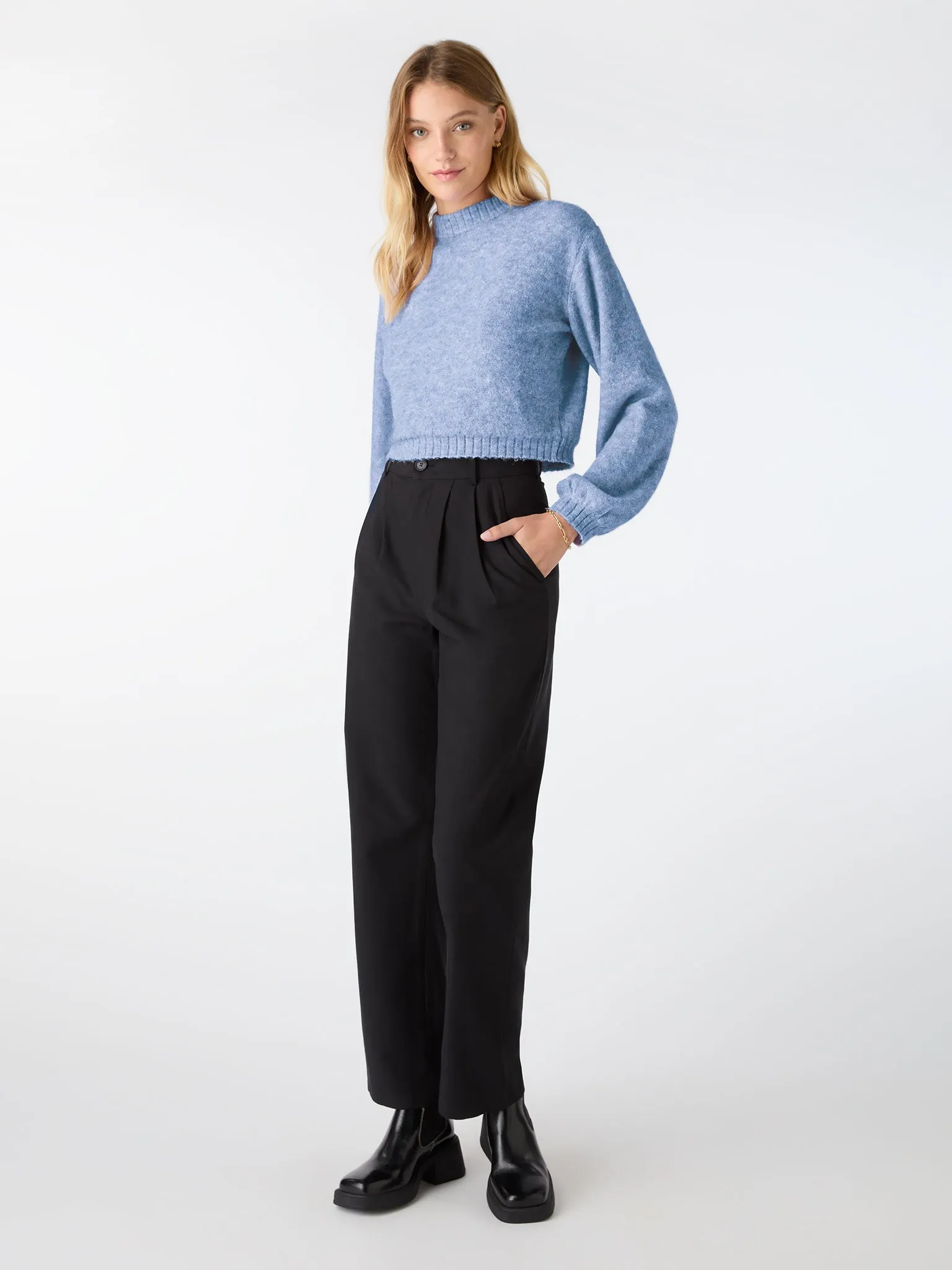 Rosalie High Neck Jumper in Cornflower Blue