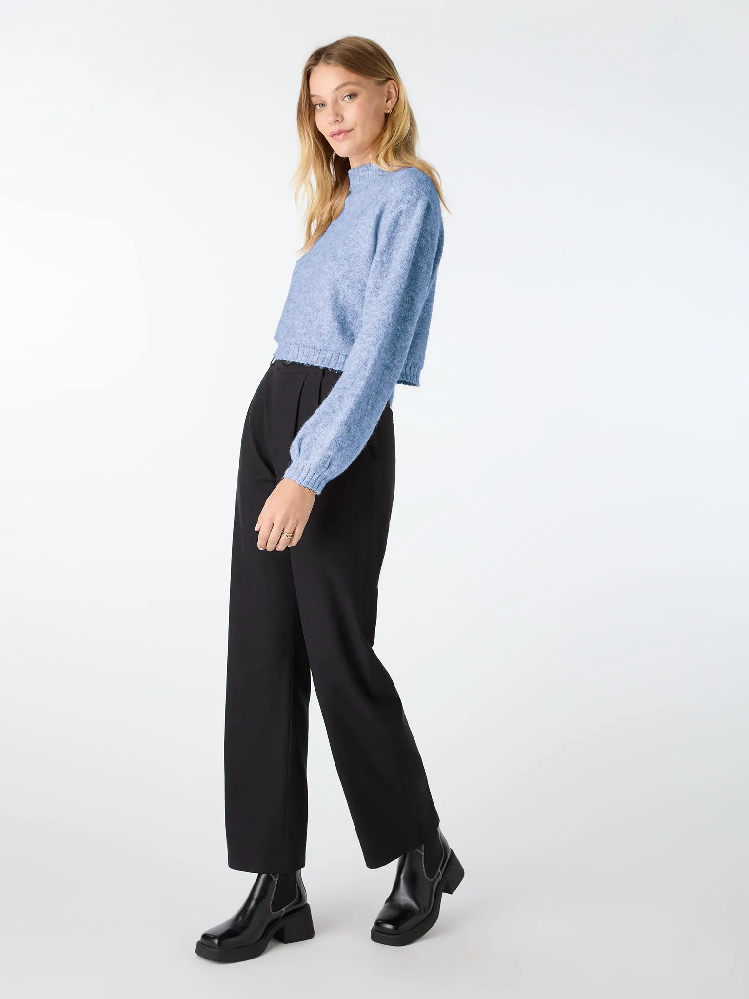 Rosalie High Neck Jumper in Cornflower Blue