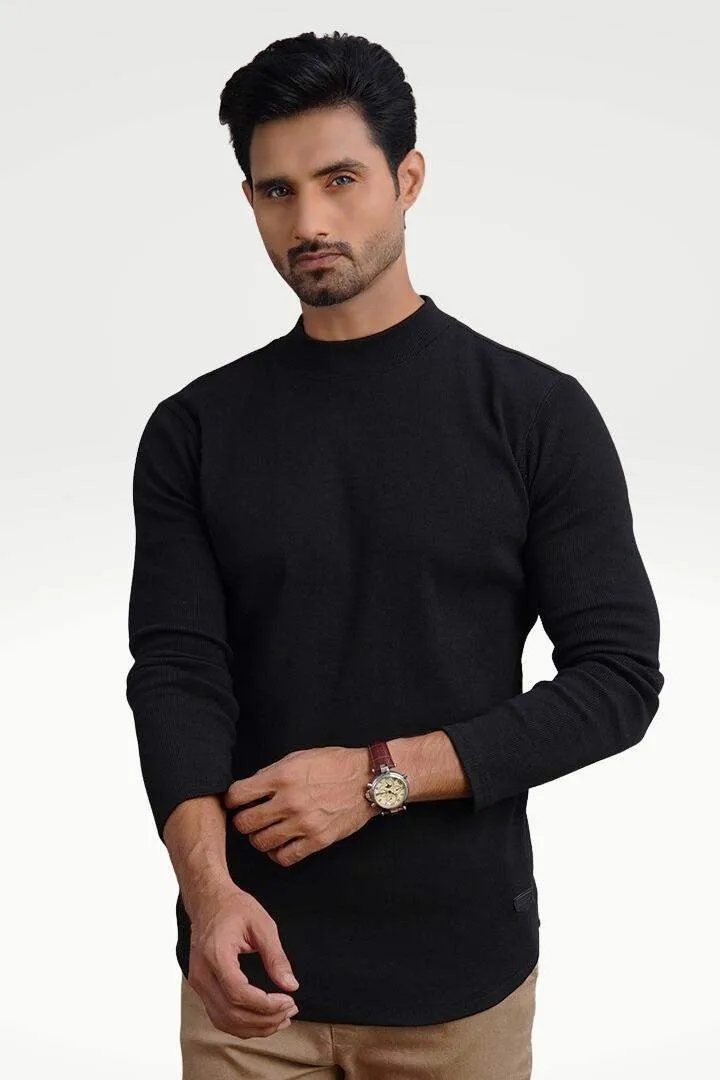 Sable Black Mock Neck Sweatshirt