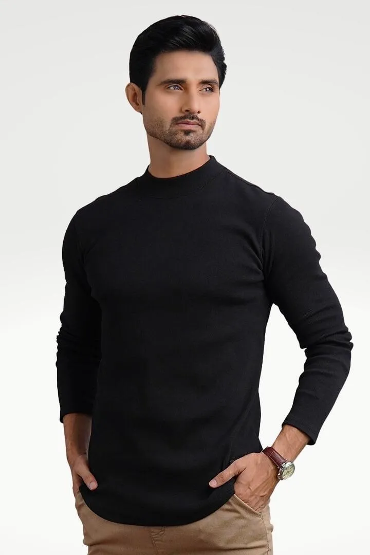 Sable Black Mock Neck Sweatshirt