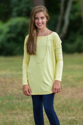 SALE-Long Sleeve Kids Piko Top - Yellow