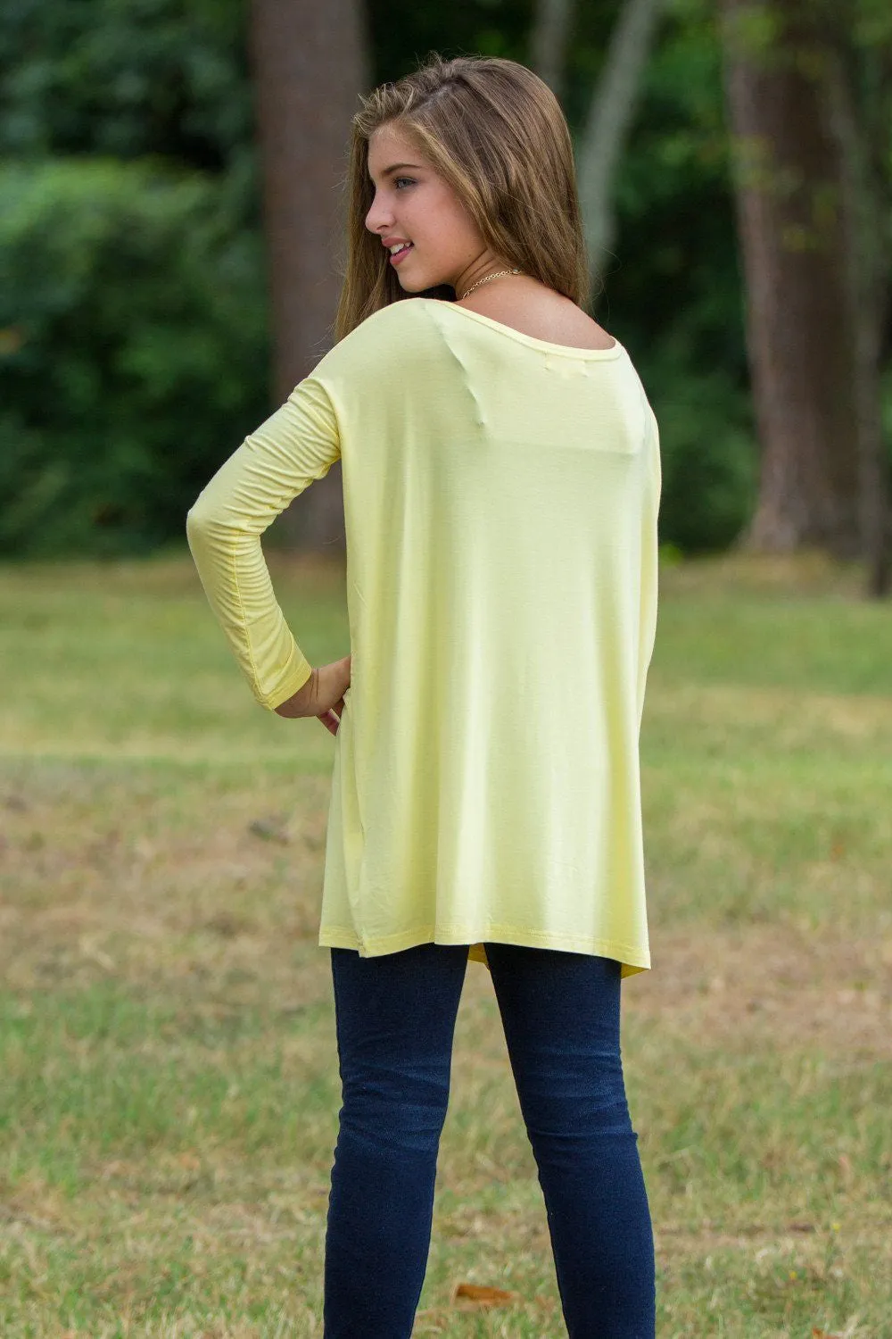 SALE-Long Sleeve Kids Piko Top - Yellow