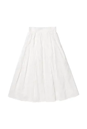 SAMPLE - Smocked Waist MIDI Skirt - White Embroidery