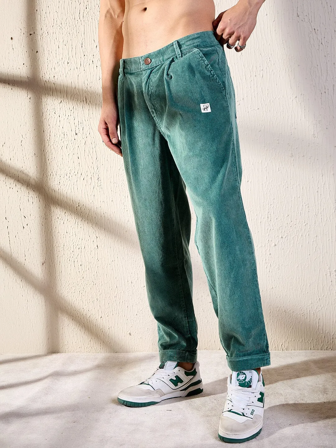 Sea Blue Slouchy Korean Corduroy Pants