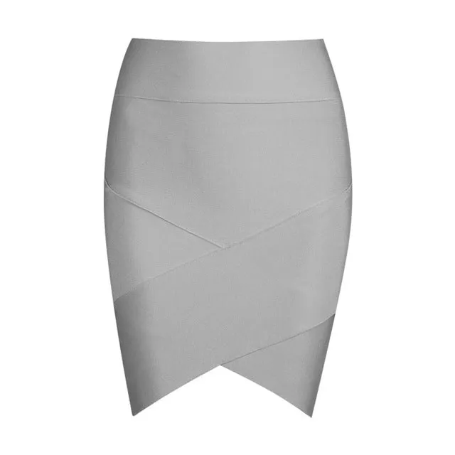 Solid Irregular Mini  Bandage Skirt