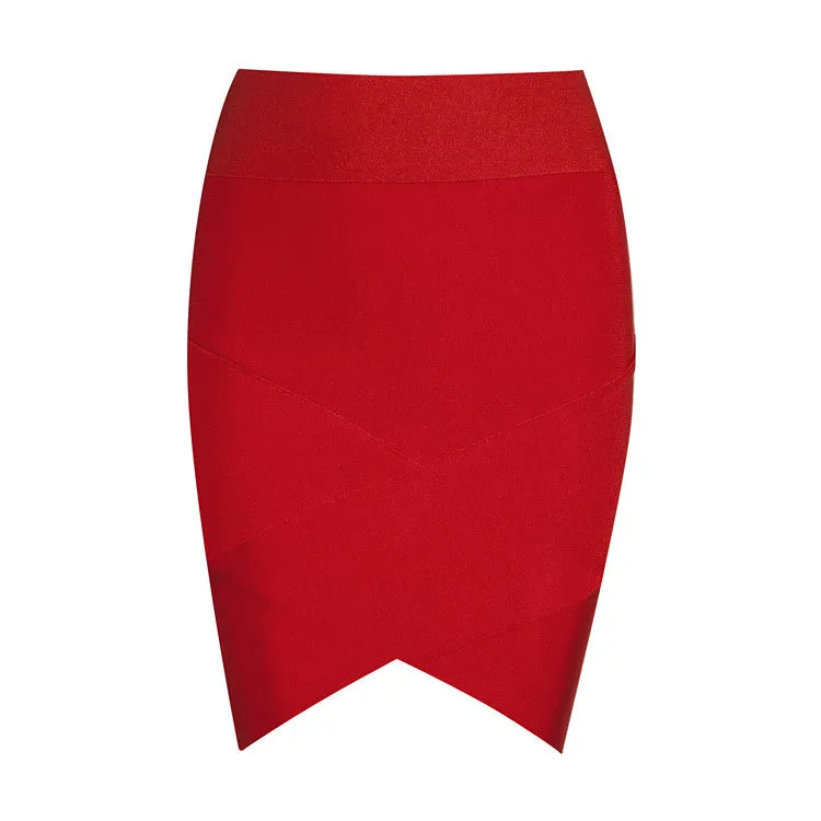 Solid Irregular Mini  Bandage Skirt