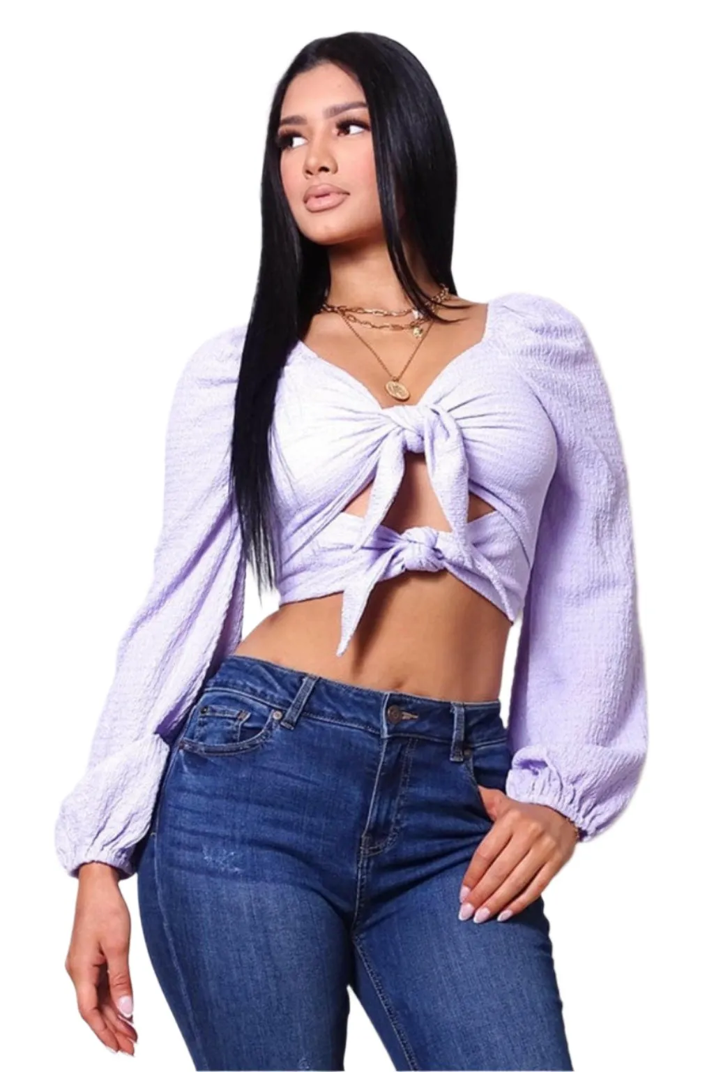 Special V Amore Front Tie Crop Tops