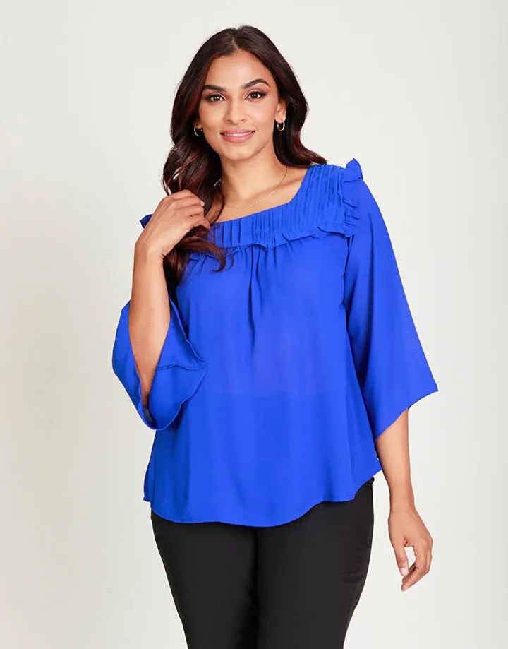 Square Neck Top with Pintucks