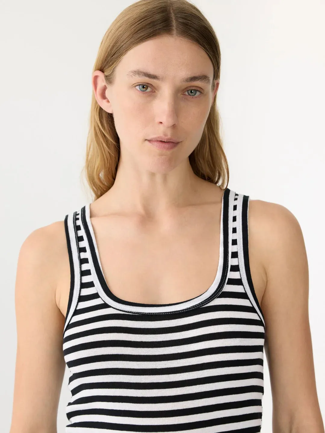 Stripe Slim Rib Tank ii - Black/White