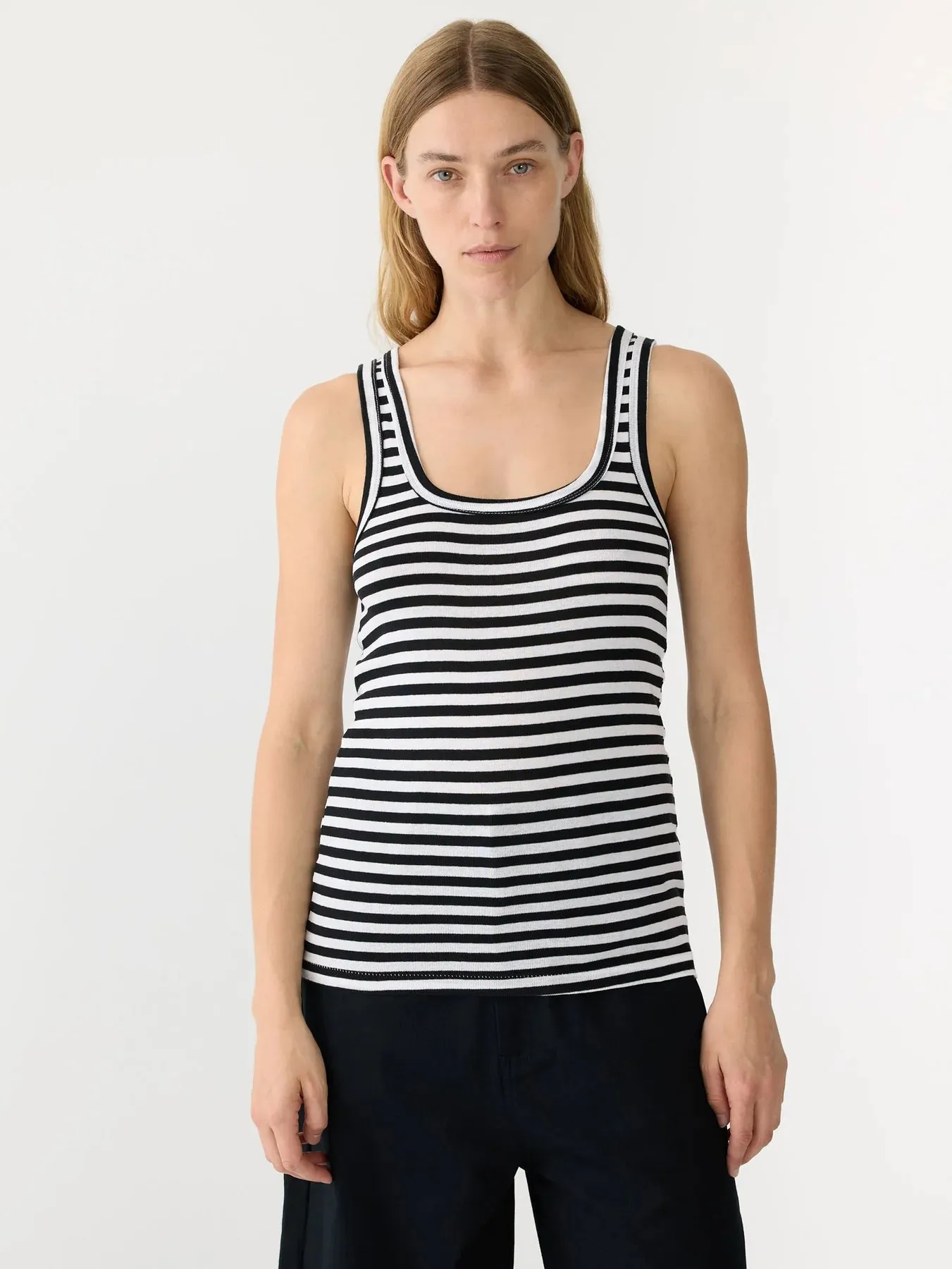 Stripe Slim Rib Tank ii - Black/White