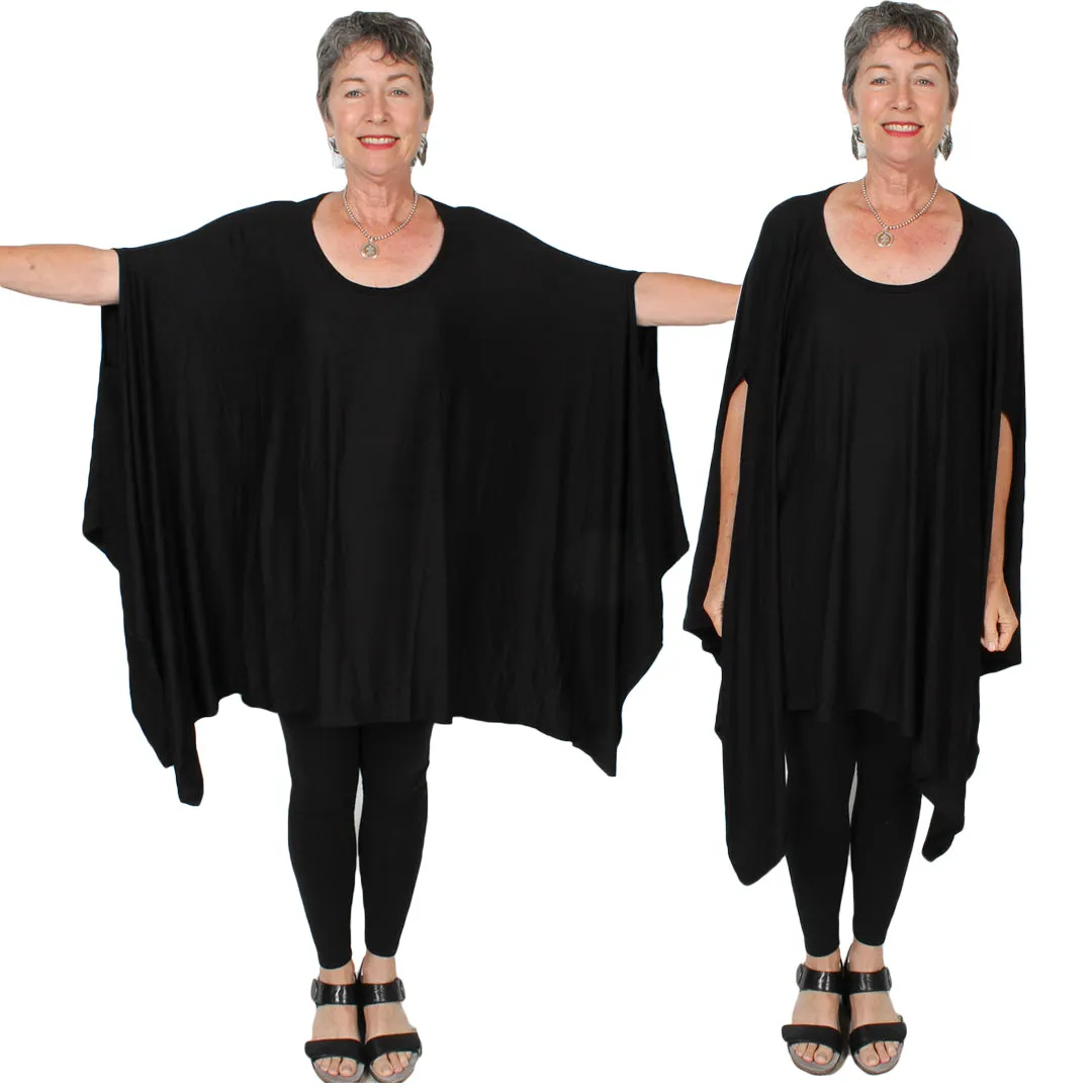 Sunheart Plus Lagenlook Tunic Top Layering Poncho Lagenlook Boho Hippie Chic SML-6X 