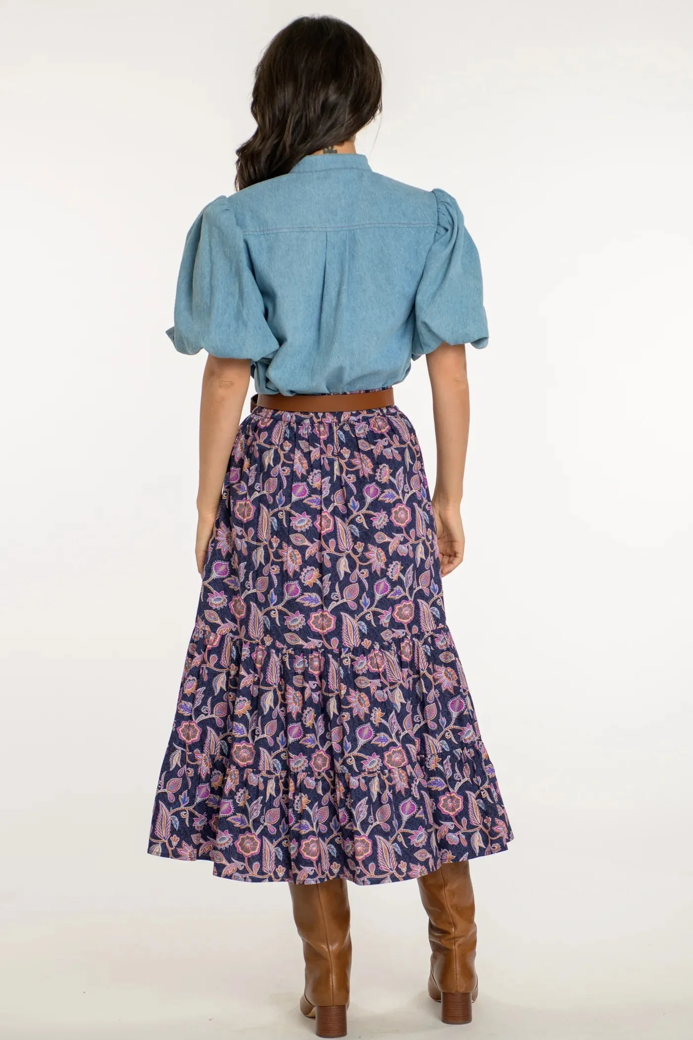 Surrey Skirt | Navy Cactus Flower