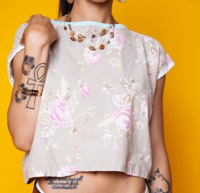 Tan Floral Crop-Top