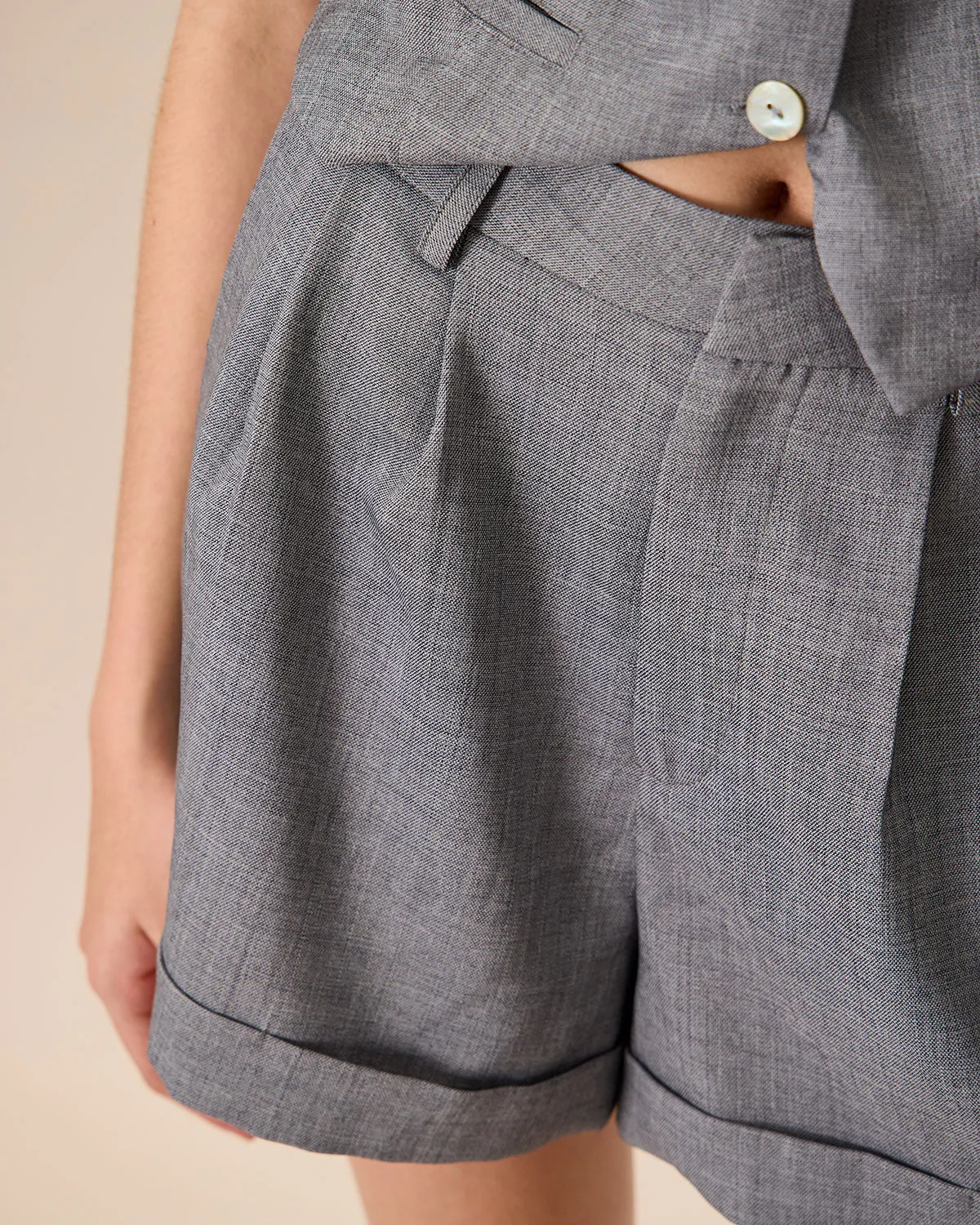 The Blue High-Waisted Pleated Shorts