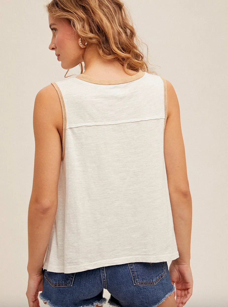 The Celeste Oversized Henley Tank Top