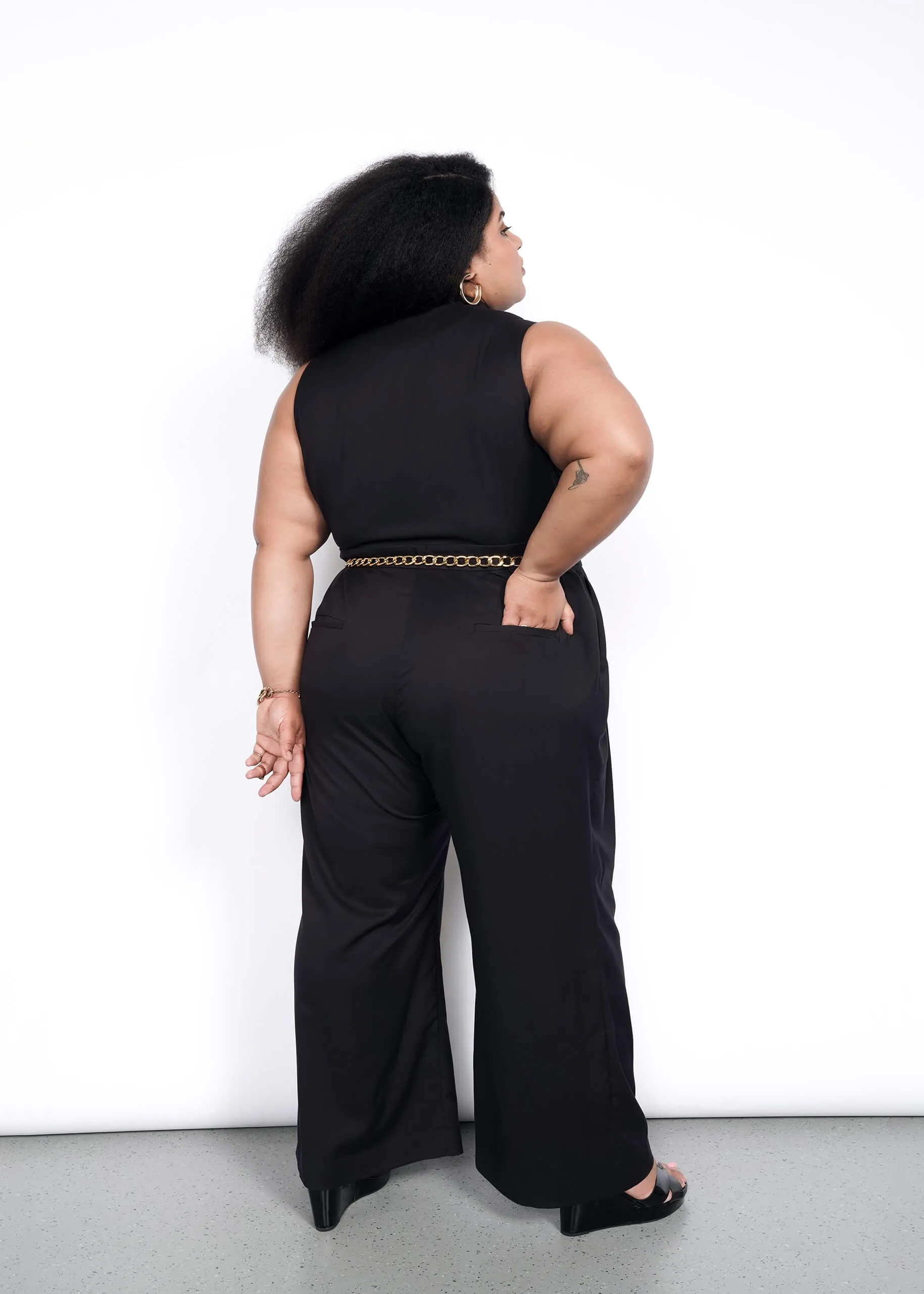 The Empower High Waisted V-Neck Jumpsuit