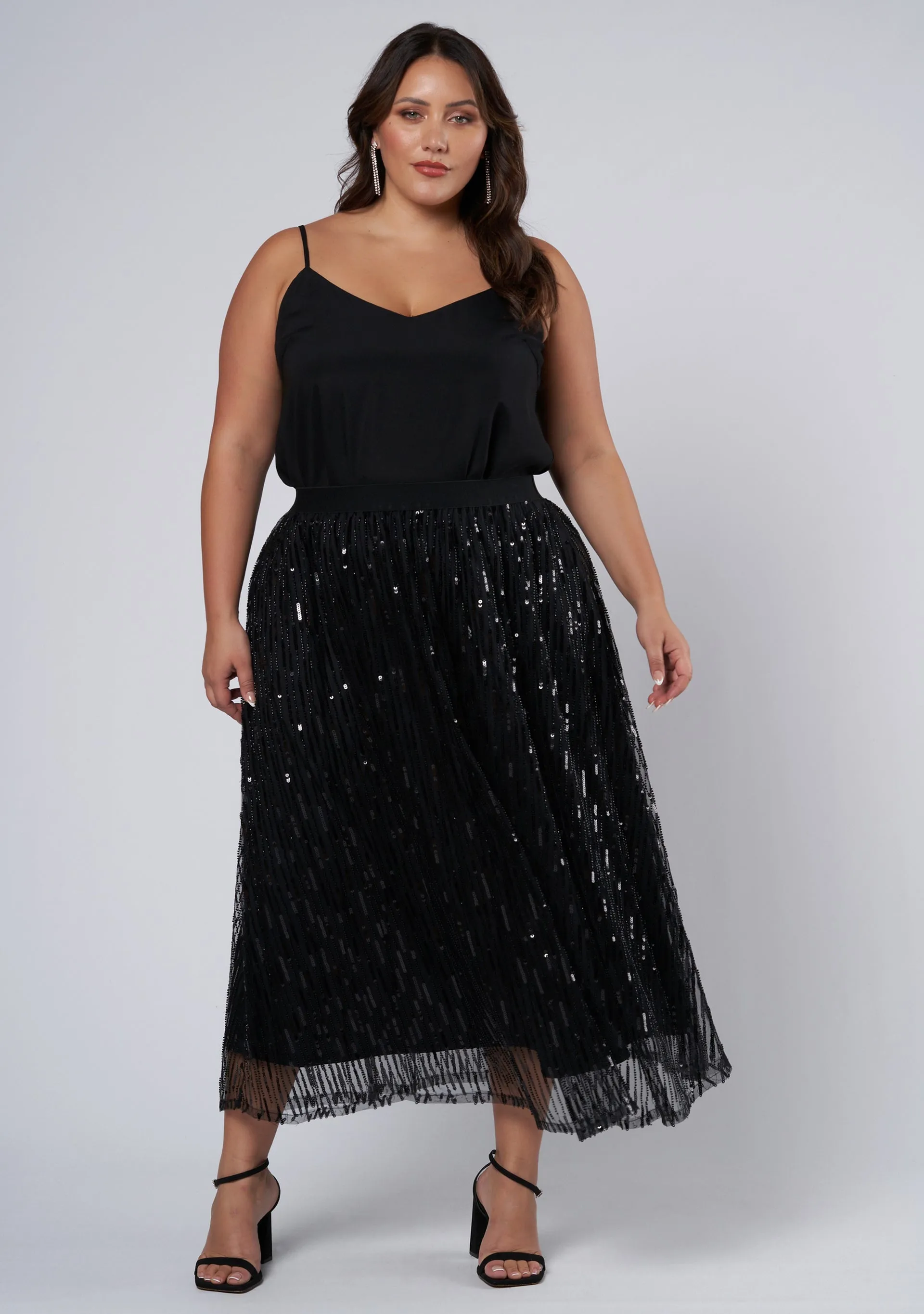 Tongue Tied Sequin Midi Skirt