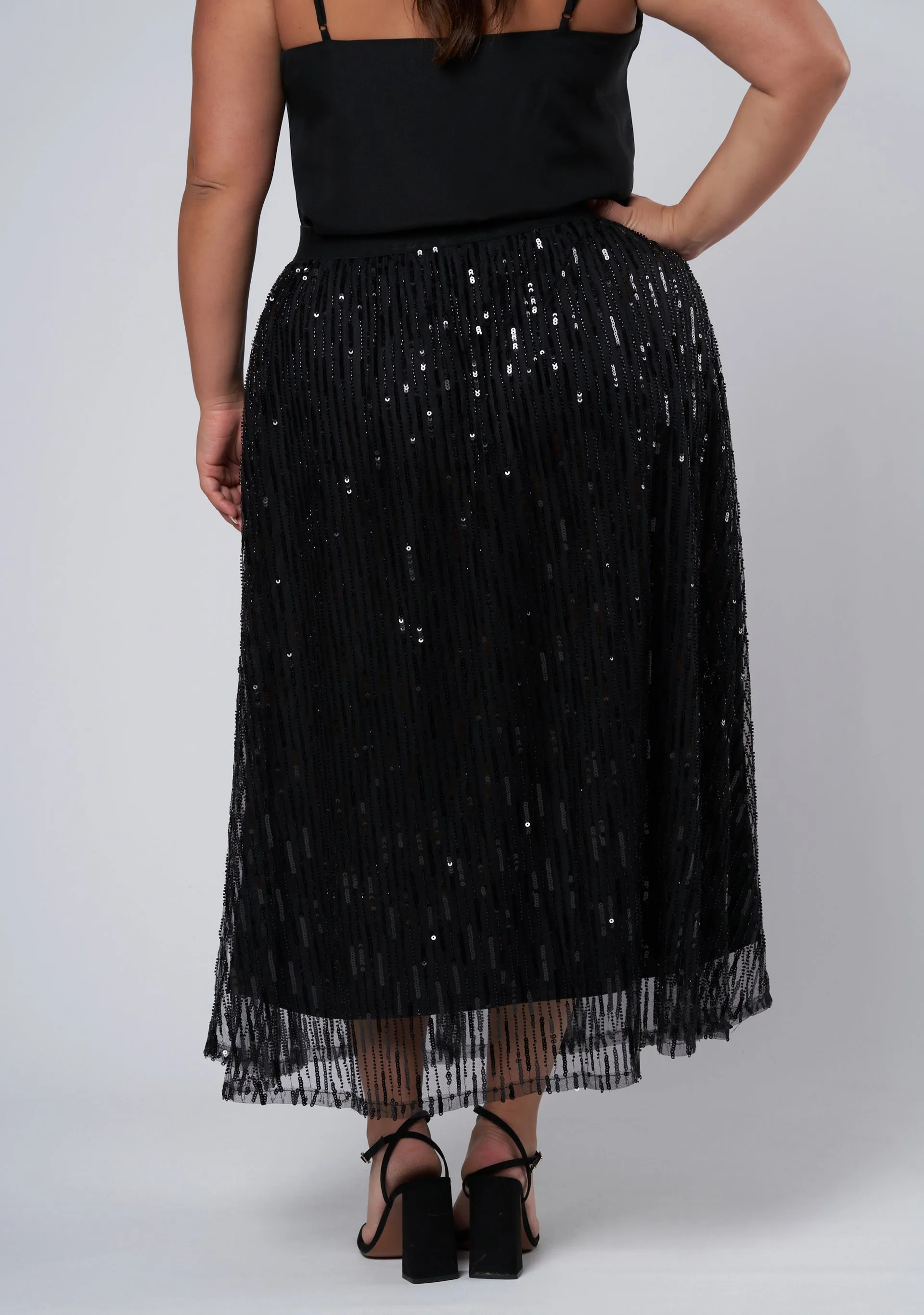 Tongue Tied Sequin Midi Skirt