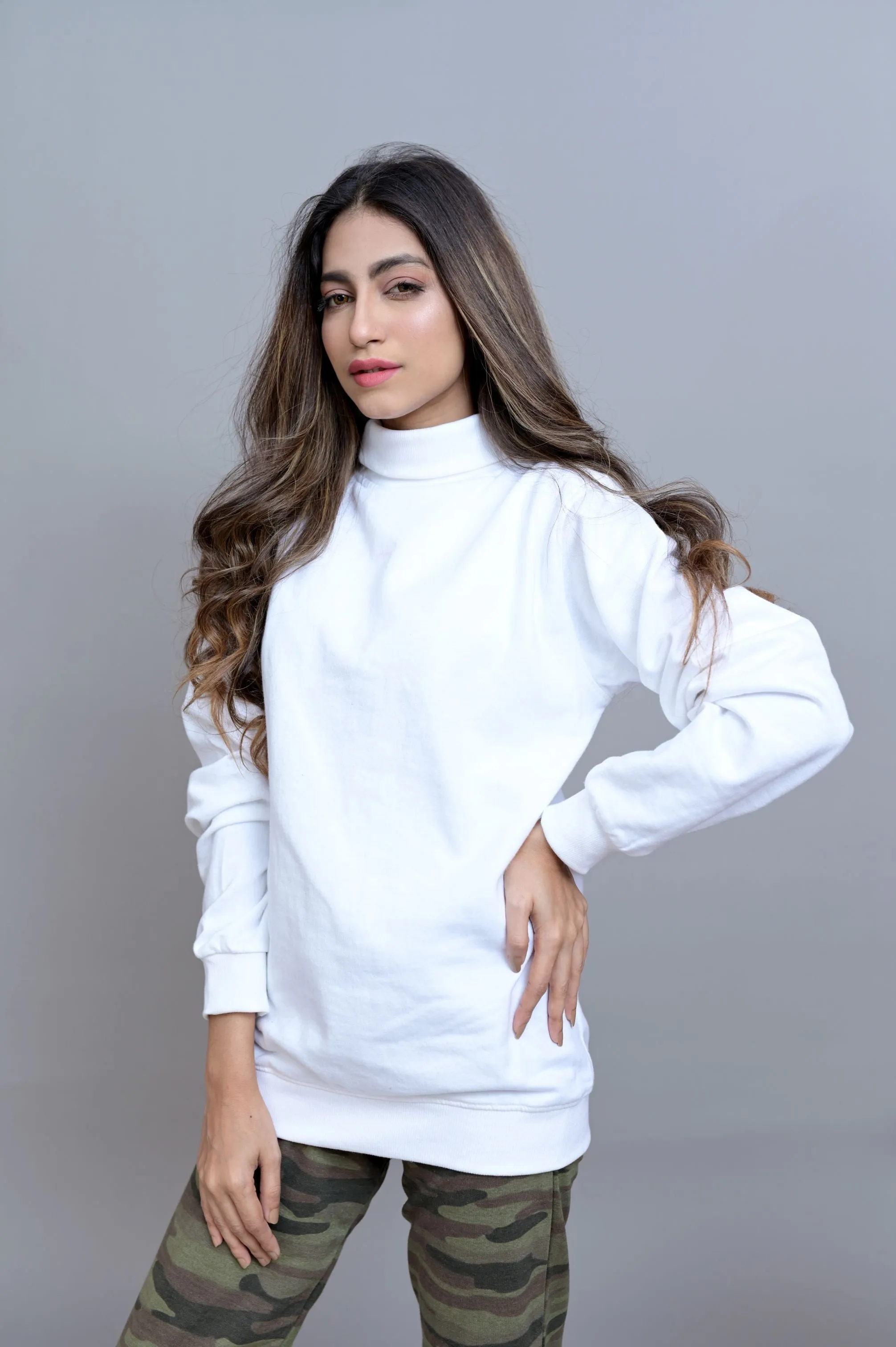 White Basic Mock Neck