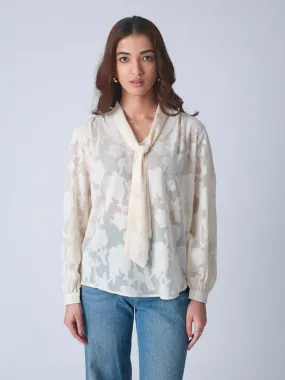 Women Jacquard Premium Satin Tie Top