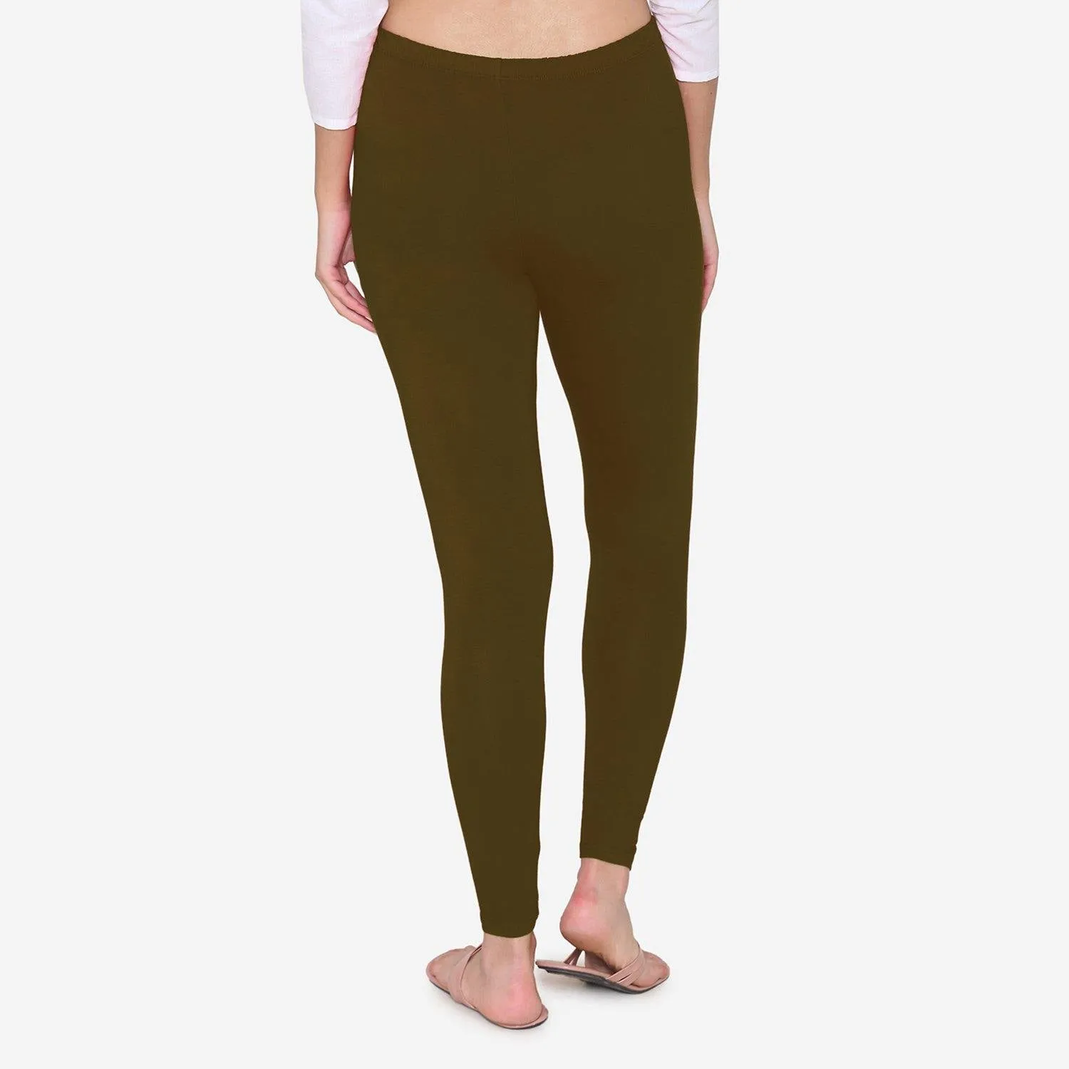 Women's Cotton Ankle leggings (Free Size) - Chocolate