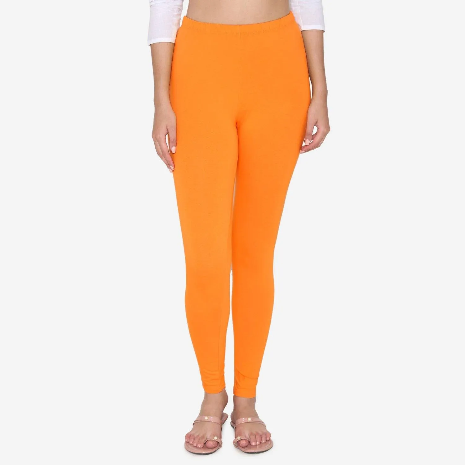 Women's Cotton Ankle leggings (Free Size) - Fire