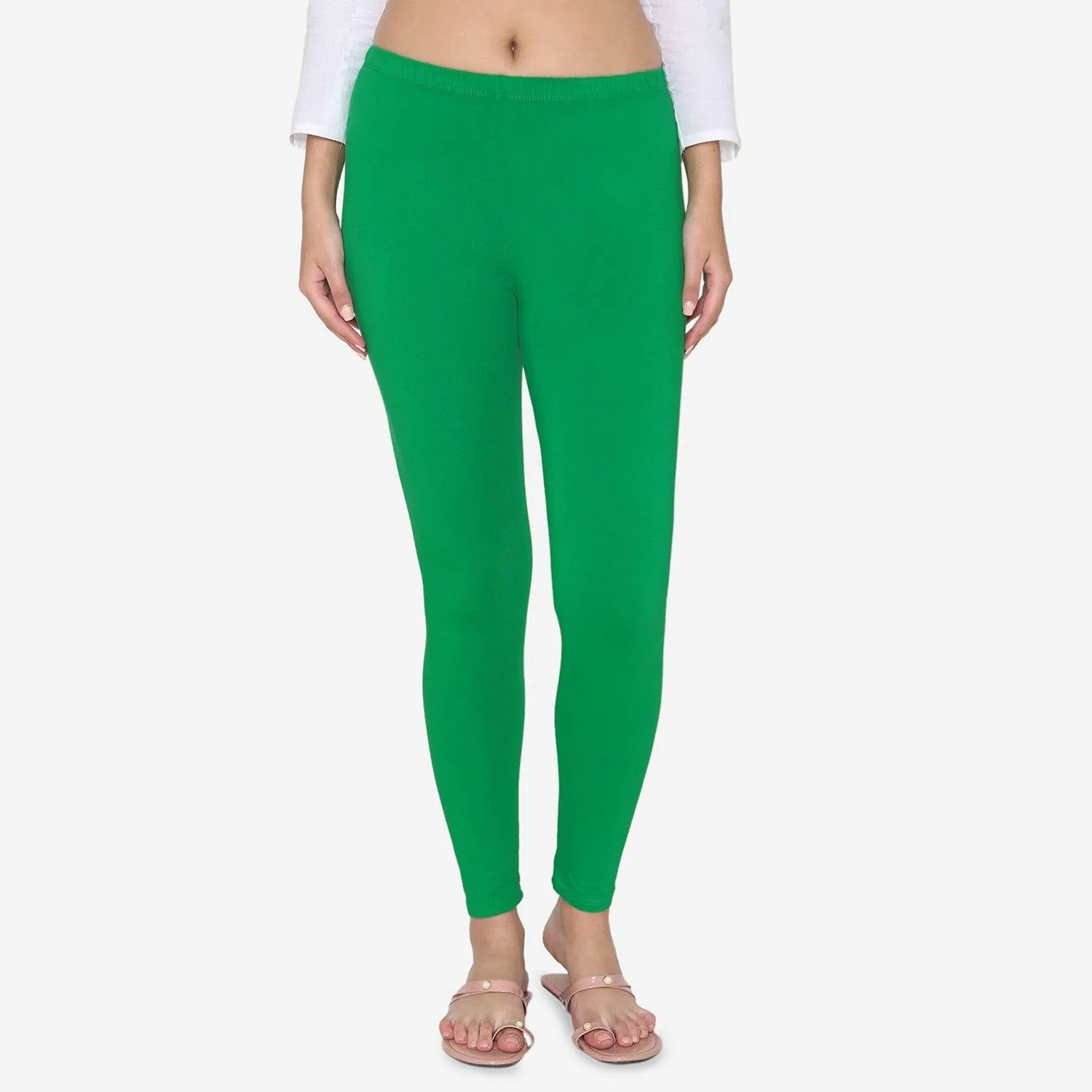 Women's Cotton Ankle leggings (Free Size) - Pepper Green