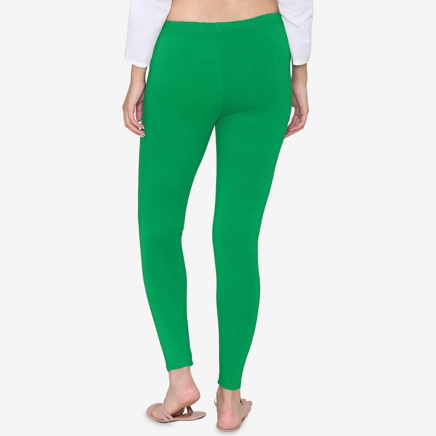 Women's Cotton Ankle leggings (Free Size) - Pepper Green