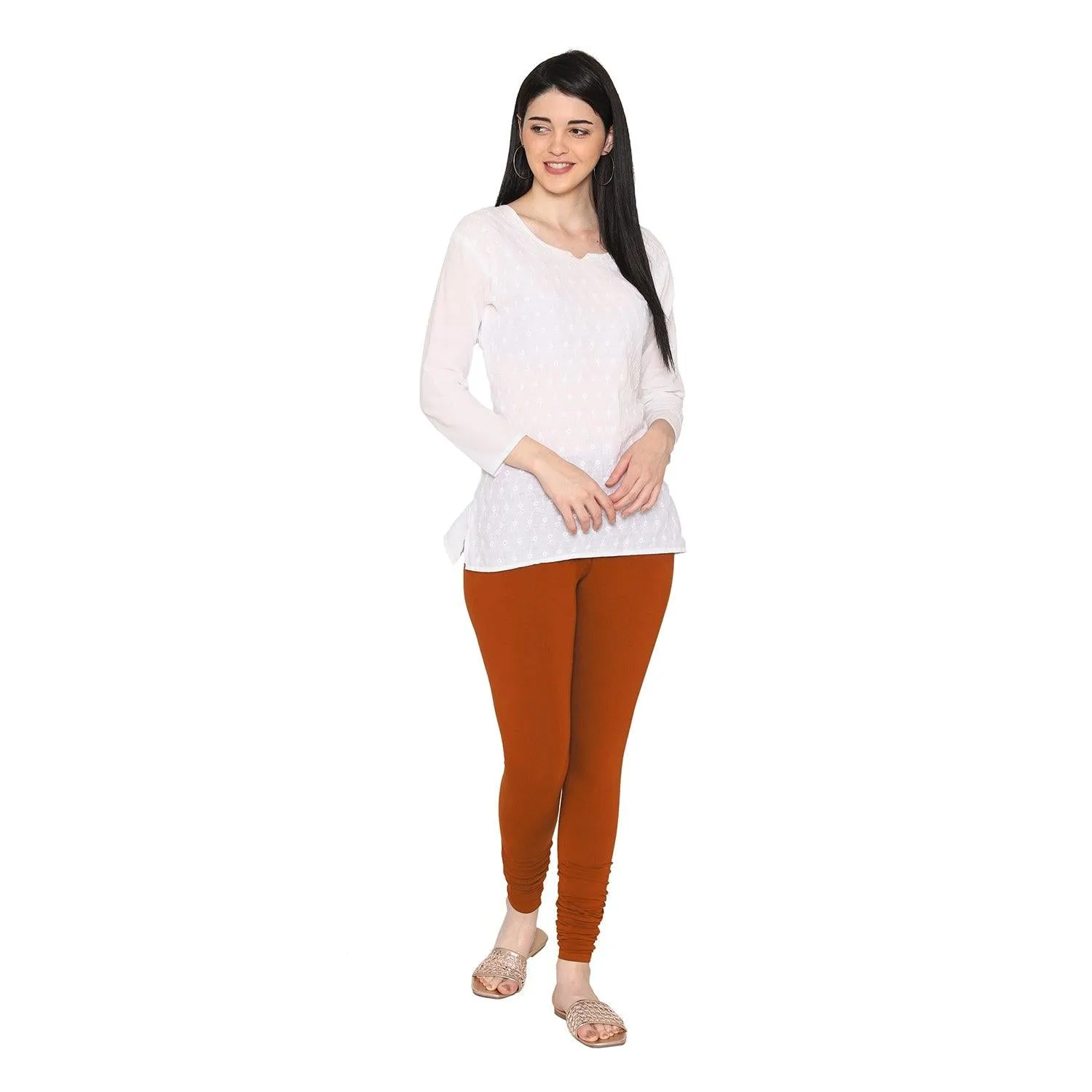 Women's Cotton Churidar Leggings (Free Size) - Baked Apple