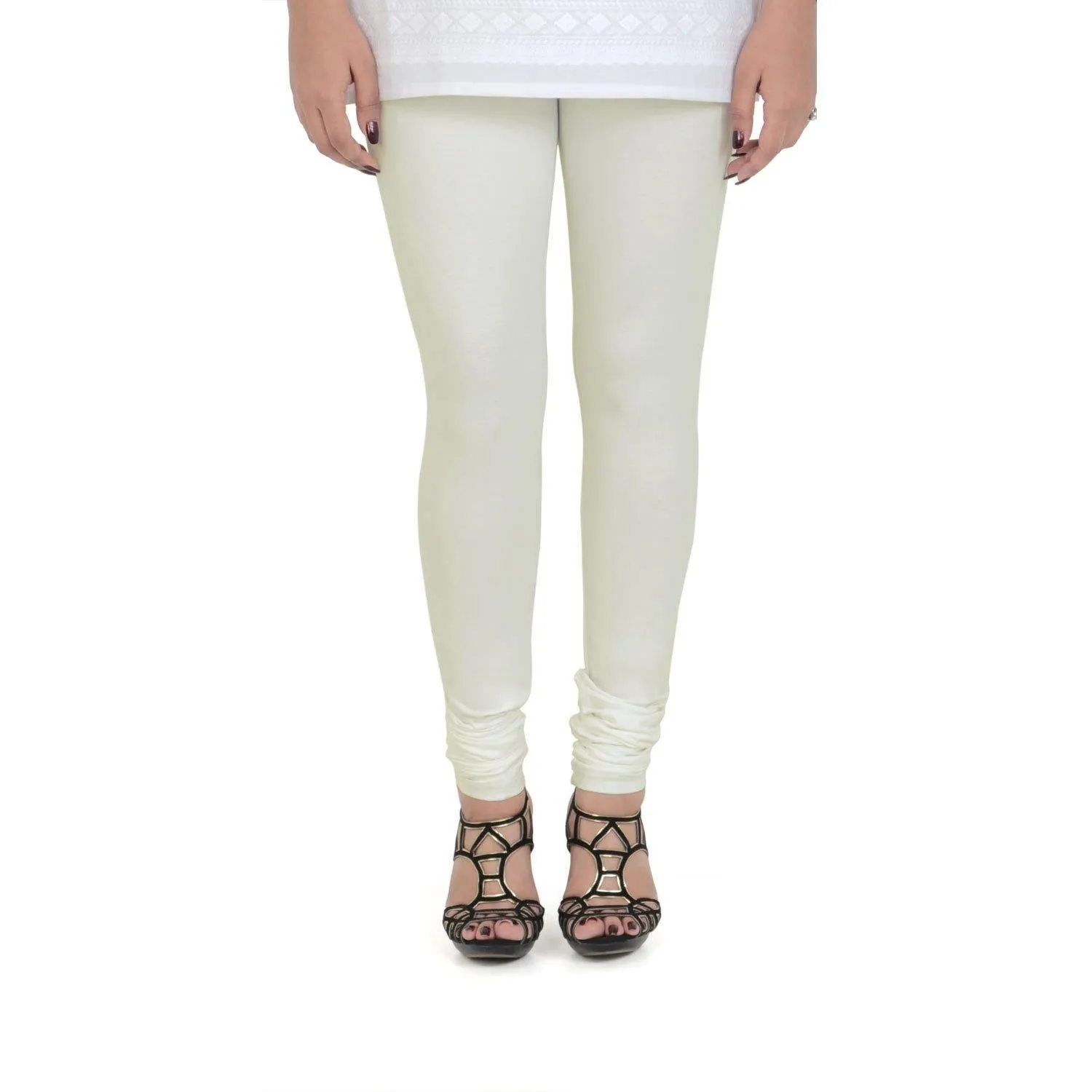 Women's Cotton Churidar Leggings (Free Size) - Butter Milk