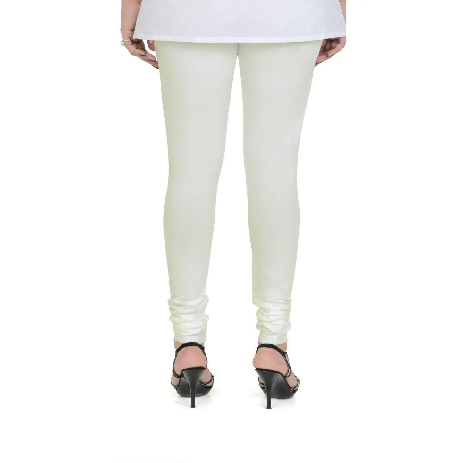 Women's Cotton Churidar Leggings (Free Size) - Butter Milk