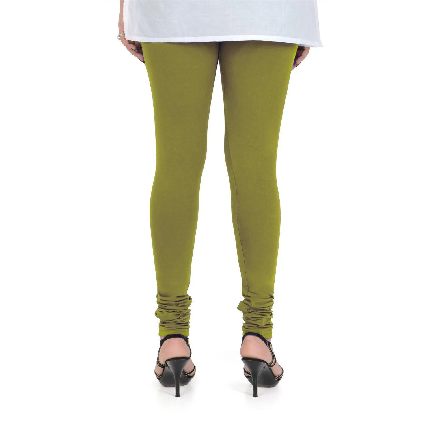 Women's Cotton Churidar Leggings (Free Size) - Grass Hopper