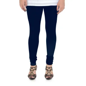 Women's Cotton Churidar Leggings (Free Size) - Navy