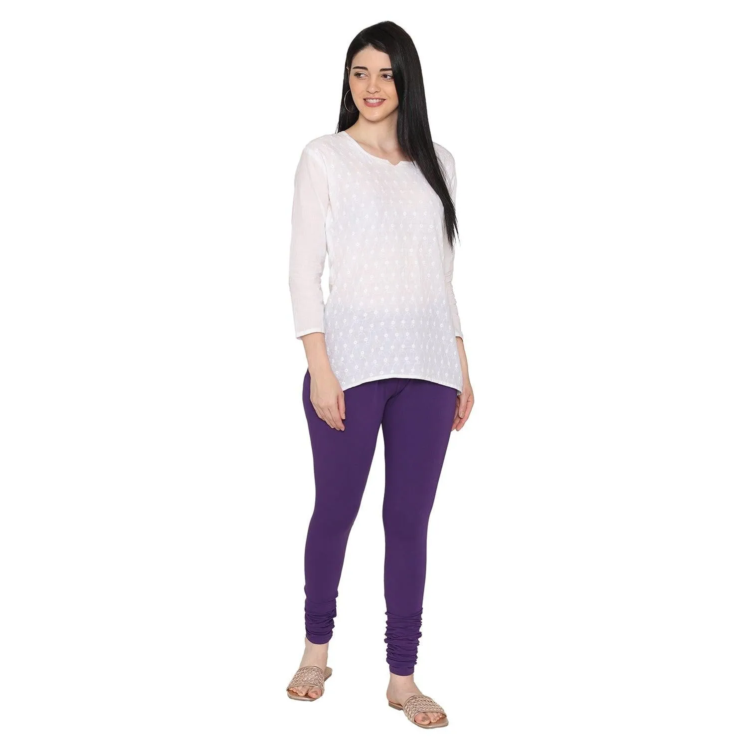 Women's Cotton Churidar leggings (Free Size) - Ultra Voilet